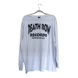 Crooks & Castles White Long Sleeve Death Row Records 100% Cotton Graphic Tee